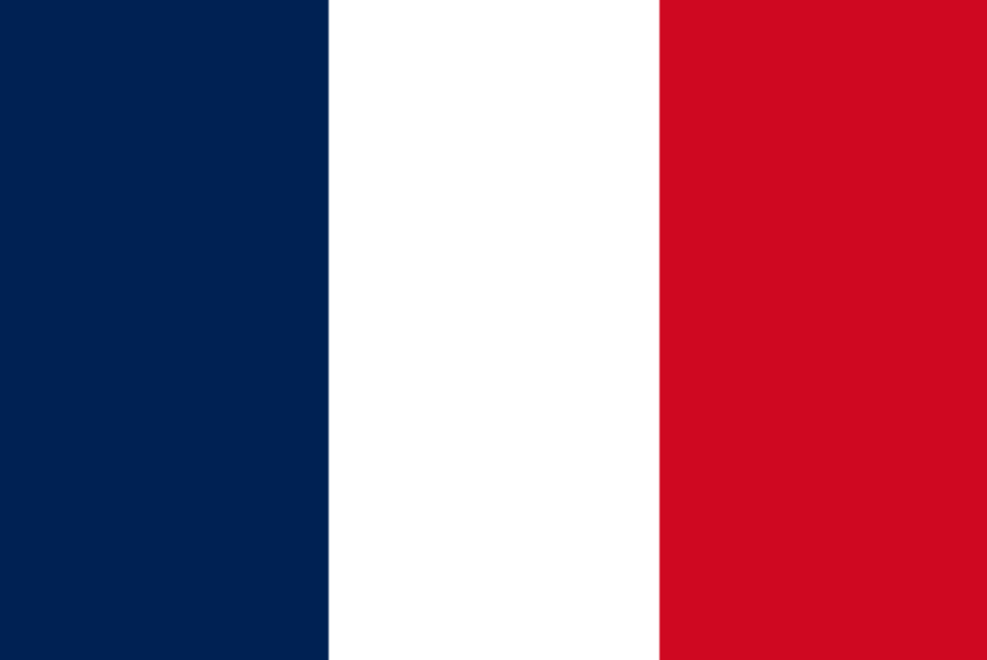 "Flag of France" The flag of France, vertically striped in blue, white, and red.