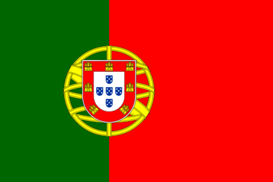 "Flag of Portugal" The flag of Portugal, green and red with the coat of arms in the center.